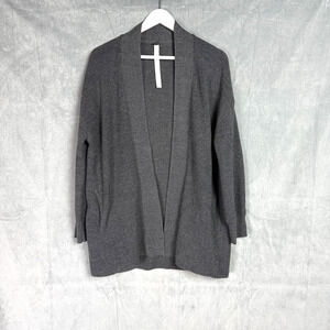 Lululemon Gray Merino Wool Blend Sweater Ribbed Cardigan 8 Open Front Preppy